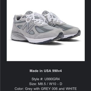 New Balance 990v4 Size 8.5M